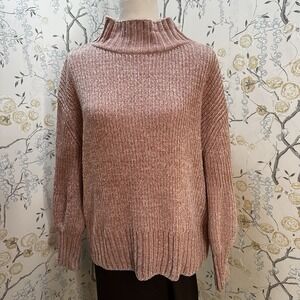 Cynthia Rowley Sweater Chenille  Size M Turtleneck Rosewood Dolman Chunky‎